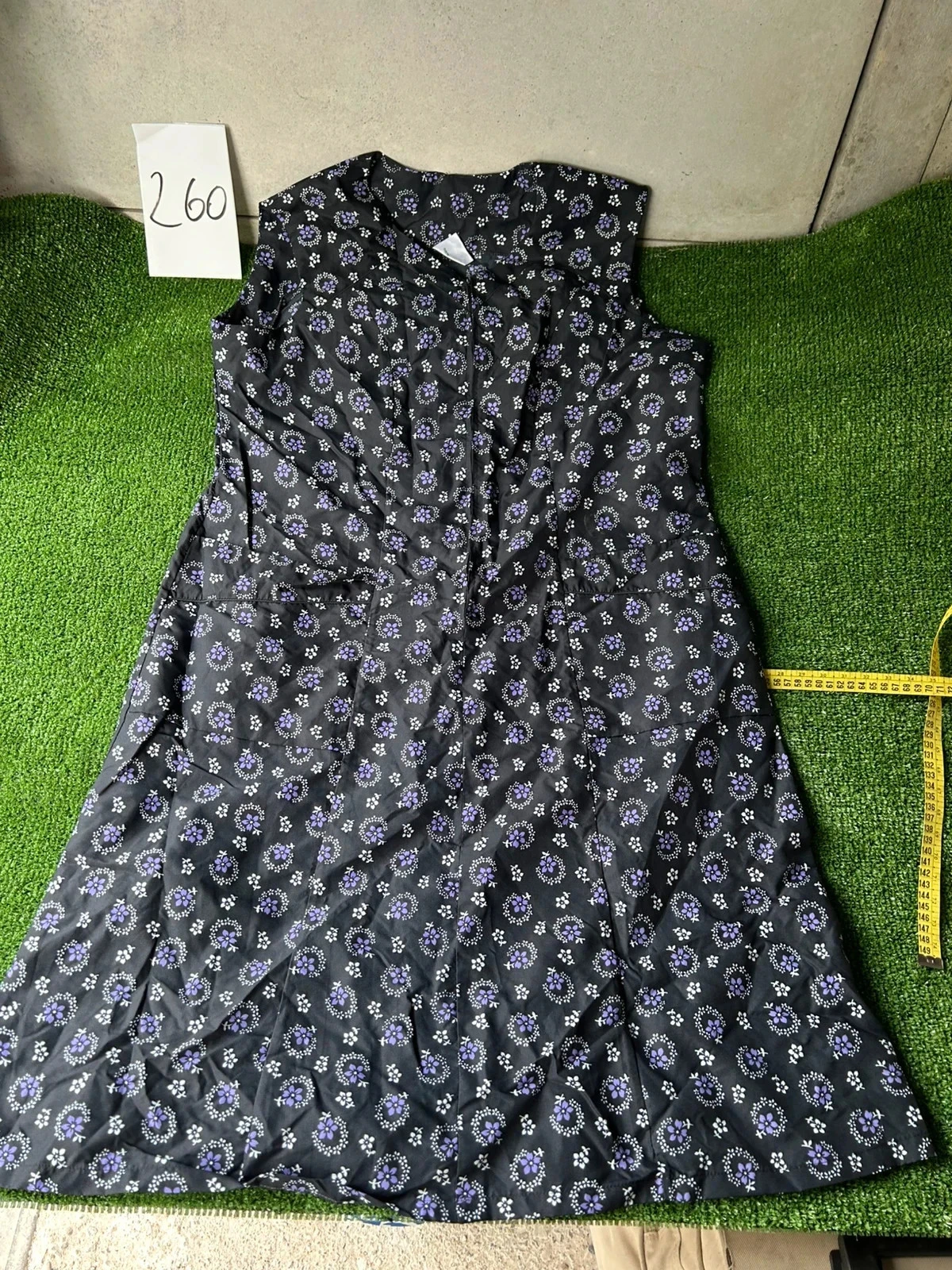 Robe casual vintage rétro h. T. Articles de qualité noir à motifs violet Lila
